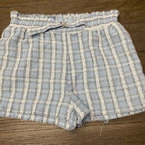 Umgee raw hem tweed shorts in sky blue size M